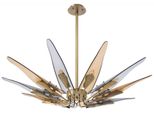 Casa Padrino Lampadario Di Design Ottone Antico / Ambra / Grigio Ø 112 X H. 8,5 Cm - Lampadario In Metallo Con Paralumi In Vetro Colorato - Qualità