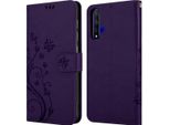 Cadorabo Custodia Per Honor 20 / 20S / Huawei Nova 5T Cover Protettiva In Viola Cover Protettiva Custodia Per Cellulare Custodia Fiori Custodia Fiori