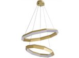 Casa Padrino Lampadario A Led Color Ottone Antico Ø 80 X H. 206 Cm - Lampadario Per Soggiorno - Lampadario Per Hotel - Qualità Lusso