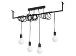Lampadario Salamanca 4 Nero 4Xe27 15W Tessuto/Acciaio 150X10X100Cm Sollux Lighting