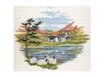 Bothy Threads Set Per Punto Croce "Paesaggio - Fattoria Sul Lago"", 20X17Cm, Dwcon08, Schema A Punto Contato"