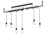 Lampadario Salamanca 6 Nero 6Xe27 15W Tessuto/Acciaio 150X10X150Cm Sollux Lighting