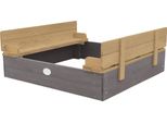 Axi Ella Sabbiera In Legno Con Panche E Coperchio | Sabbiera Per Bambini In Grigio E Marrone | 100 X 95 Cm