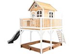 Axi Liam Casetta Con Pavimento, Sabbiera E Scivolo Grigio | Casa Da Gioco Per Giardino / Esterno In Marrone E Bianco In Legno | Parco Giochi Per Bambini