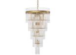 Casa Padrino Lampadario Color Ottone Antico Ø 49 X H. 93 Cm - Lampadario Moderno In Metallo Con Tubi In Vetro Nobile - Collezione Luxury