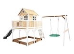 Axi Liam Casetta Con Pavimento, Sabbiera, Altalena A Nido E Scivolo Grigio | Casa Da Gioco Per Giardino / Esterno In Marrone E Bianco Da Legno | Parco Giochi Per Bambini