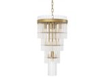 Casa Padrino Lampadario In Ottone Antico Ø 35,5 X H. 68 Cm - Lampadario Moderno In Metallo Con Tubi In Vetro Nobile - Collezione Luxury