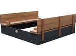 Axi Ella Xl Sabbiera In Legno Con Panche E Coperchio | Sandbox Per Bambini In Antracite E Marrone | 120 X 120 X 20 Cm
