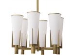 Casa Padrino Lampadario In Ottone Antico Colorato / Bianco Ø 60 X H. 78 Cm - Lampadario Moderno In Metallo Con Paralumi In Vetro - Collezione Luxury