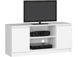 Mobile Tv Elegante 120 Cm Bianco Con Ripiani E Spazio Di Stoccaggio