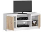 Mobile Tv In Bianco E Rovere Sonoma 120 Cm Con 2 Porte E Ripiani