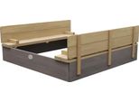 Axi Ella Xl Sabbiera In Legno Con Panche E Coperchio | Sabbiera Per Bambini In Grigio E Marrone | 120 X 120 X 20 Cm