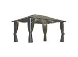 Padiglione Con Tende E Luci Led 400X300 Cm Alluminio Grigio
