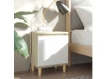 Comodini Gambe In Legno Massiccio 2 Pezzi Rovere Sonoma Bianco 40X30X50Cm