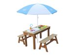 Axi Dennis Tavolo Da Picnic Di Sabbia E Acqua Di Legno In Marrone | Tavolo Da Acqua E Sabbia Con Cucina Da Gioco Incl Lavandino, Ombrellone E Panche Separate | Tavolo Da Gioco Per Il Giardino