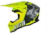 Casco Moto JUST1 J39 Kinetic Opaco Camo Rosso/Lime/Giallo Fluo Xl