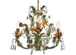 Casa Padrino Lampadario In Cristallo Art Nouveau Rose E Fiori Verde / Multicolore Ø 60 X H. 60 Cm - Lampadario Da Salotto Barocco E Art Nouveau