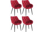 Clp Set Di 4 Sedie Tanna In Velluto Trapuntato, Rosso
