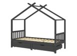 Vidaxl Letto Per Bambini Con Cassetti In Pino Massiccio Grigio Scuro 90X200Cm