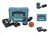 Makita Dbo 180 RT1J 18 V 125 Mm Levigatrice Rotorbitale A Batteria + 1X Batteria Ricaricabile 5,0 Ah + Caricatore + 50X Carta Abrasiva K 320 + Makpac