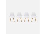 Set 4 Sedie Scandinave Imbottite, Gambe In Legno , Bianco