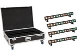 Eurolite Set 4X Led Ip T-PIX 12 Hcl Bar + Valigetta Con Rotelle