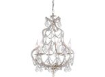 Casa Padrino Lampadario In Cristallo Barocco Argento Ø 47 X H. 65 Cm - Magnifico Lampadario Con Vetro Di Cristallo Di Boemia - Qualità Lussuosa