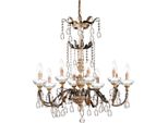 Casa Padrino Lampadario In Cristallo Barocco Color Ruggine/Oro Ø 78 X H. 78 Cm - Magnifico Lampadario Con Vetro Di Cristallo Di Boemia - Qualità Lussuosa