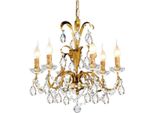 Casa Padrino Lampadario In Cristallo Barocco Oro Antico Ø 50 X H. 56 Cm - Magnifico Lampadario Con Vetro Di Cristallo Di Boemia - Qualità