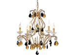 Casa Padrino Lampadario In Cristallo Barocco Oro / Nero Ø 65 X H. 68 Cm - Magnifico Lampadario Con Vetro Di Cristallo Di Boemia - Qualità Lussuosa