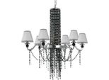 Casa Padrino Lampadario Barocco Argento / Nero Ø 93 X H. 100 Cm - Magnifico Lampadario Con Vetro Di Cristallo Di Boemia - Arredamento Barocco - Nobile & Magnifico