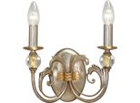 Casa Padrino Lampada Da Parete Barocca Argento Antico / Oro Antico 27 X 16 X H. 23 Cm - Elegante Lampada Da Parete In Metallo Con Sfere In Vetro Nobile - Luci Barocche