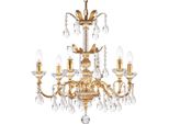 Casa Padrino Lampadario In Cristallo Barocco Oro Con Patina Ø 62 X H. 62 Cm - Magnifico Lampadario Con Vetro Di Cristallo Di Boemia - Qualità Lussuosa
