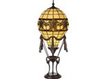 Casa Padrino Lampada Da Tavolo Tiffany Mongolfiera Multicolore Ø 27 X H. 70 Cm - Elegante Lampada Tiffany Con Paralume In Vetro Lavorato A Mano