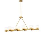 Casa Padrino Lampadario A Led Color Ottone 155 X 38 X H. 59 Cm - Lampadario Moderno Con Paralumi In Vetro - Qualità Lussuosa