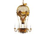 Casa Padrino Lampadario Art Nouveau Mongolfiera Giallo Antico / Color Ruggine / Verde Ø 45 X H. 95 Cm - Lampadario Da Salotto Barocco & Art Nouveau
