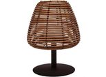 Boheme Bianco Caldo/Bianco Dimmerabile In Rattan Naturale Lampada Da Tavolo A Led Senza Fili H25Cm