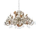 Casa Padrino Lampadario Art Nouveau Angelo Argento / Oro Ø 140 X H. 100 Cm - Elegante Lampadario In Metallo Con Vetro In Cristallo Swarovski - Illuminazione Barocca E Art Nouveau