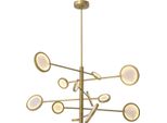 Casa Padrino Lampadario Di Design A Led Ottone / Alabastro Ø 136 X H. 68 Cm - Lampadario Moderno Con Paralumi In Alabastro - Qualità Lussuosa
