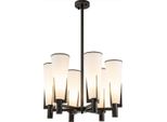 Casa Padrino Lampadario Color Bronzo / Bianco Ø 60 X H. 78 Cm - Lampadario Moderno In Metallo Con Paralumi In Vetro - Collezione Luxury