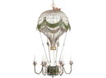 Casa Padrino Lampadario In Stile Liberty Mongolfiera Argento / Multicolore Ø 70 X H. 140 Cm - Lampadario Da Salotto Barocco E Liberty