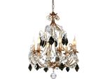Casa Padrino Lampadario In Cristallo Barocco Oro Antico / Argento Antico / Nero Ø 52 X H. 69 Cm - Magnifico Lampadario Con Vetro Di Cristallo Di Boemia - Qualità