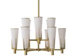 Casa Padrino Lampadario In Ottone Antico Colorato/Bianco Ø 87 X H. 56,5 Cm - Lampadario Moderno In Metallo Con Paralumi In Vetro - Collezione Luxury