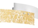 Applique Parete Lara 2 Luci E14 Vetro Bianco Con Foglia Oro - Lampada Da Muro Con Stile Elegante 46X18Cm, IP20, Max 2X42W, Lampadina Esclusa