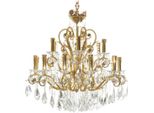 Casa Padrino Lampadario Barocco In Cristallo Oro Ø 90 X H. 75 Cm - Magnifico Lampadario In Ottone Con Vetro In Cristallo Pregiato - Nobile & Magnifico