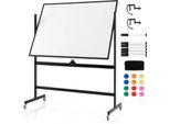 Lavagna Mobile Costway Con Cornice In Alluminio, Lavagna Bifacciale Regolabile In Altezza E Girevole A 360°, Lavagna Magnetica Con Rotelle 90X120 Cm, Lavagna Magnetica Cancellabile Scrivibile, Compresi Gli Accessori