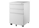 Deltaco Office, Armadio Su Rotelle Con Serratura, 3 Cassetti, Bianco