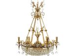 Casa Padrino Lampadario Barocco In Cristallo Oro Ø 80 X H. 110 Cm - Magnifico Lampadario In Ottone Con Vetro In Cristallo Pregiato - Lampadario Barocco Da Salotto - Lampadario Barocco Da Albergo