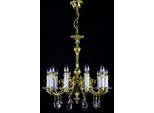 Casa Padrino Lampadario Barocco Oro Ø 60 X H. 61 Cm - Magnifico Lampadario In Ottone Con Vetro Di Cristallo Di Boemia - Nobile & Magnifico