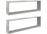 Vidaxl Mensole A Cubo 2 Pz. Grigio Cemento 100X15X30 Cm Materiale A Base Di Legno